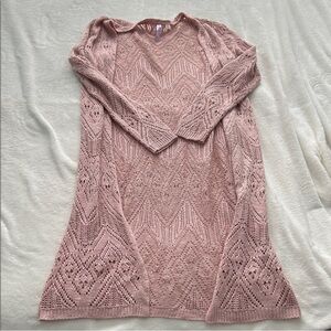 Alya Pink Open Knit Cardigan